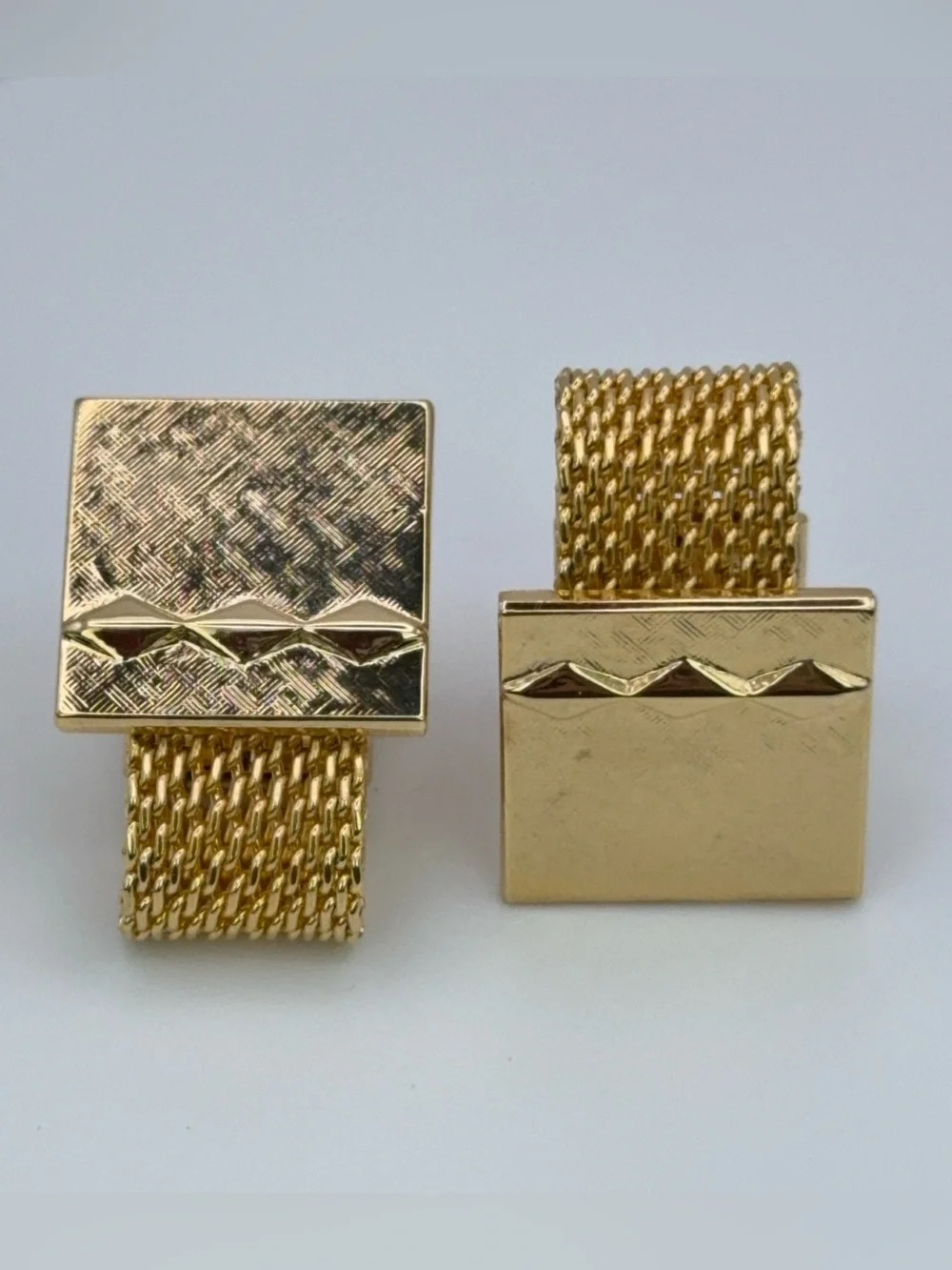 Textured Brushed Gold Tone Square Wrap Around Cufflinks